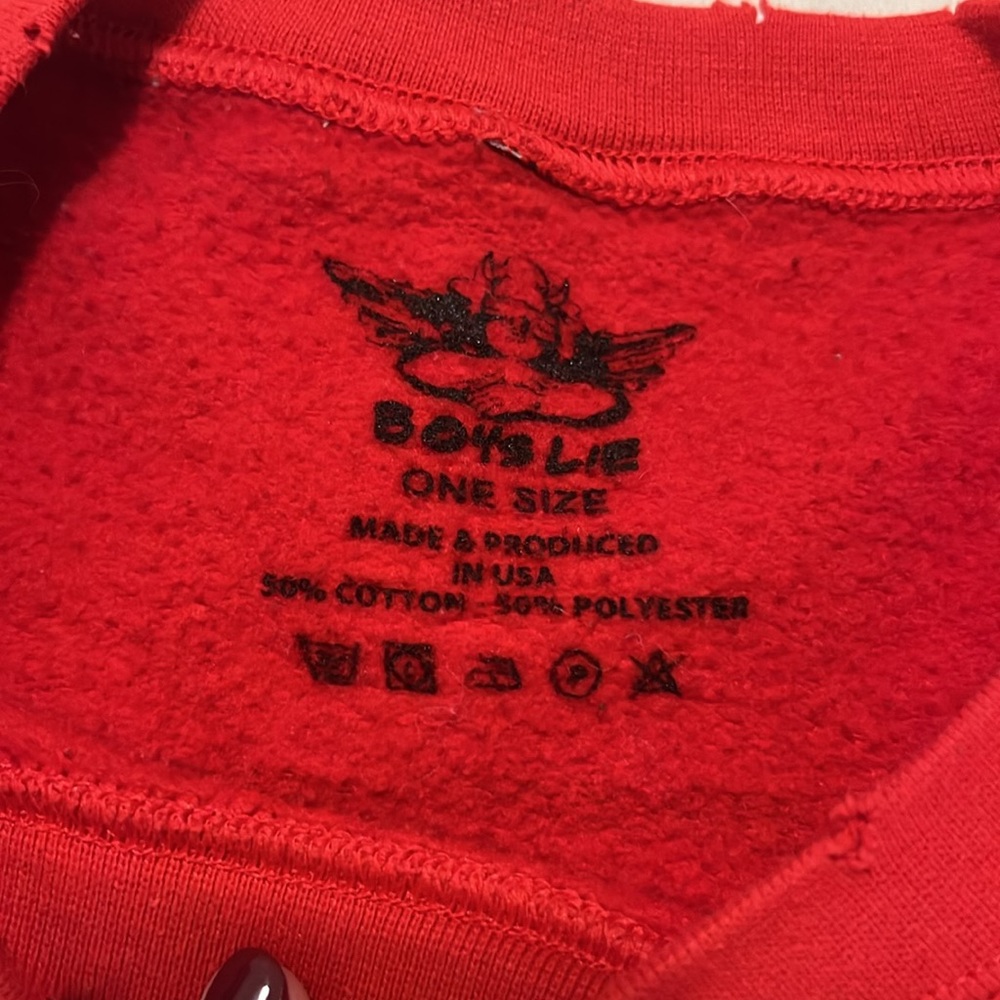 Boys Lie Red Graphic Cropped Sweatshirt - Picture 2 of 4